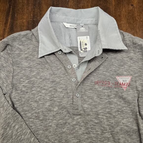 NEW NWT Boy's 3pommes Gray Collared Layered Look Long Sleeve - Size 12 - Picture 3 of 9